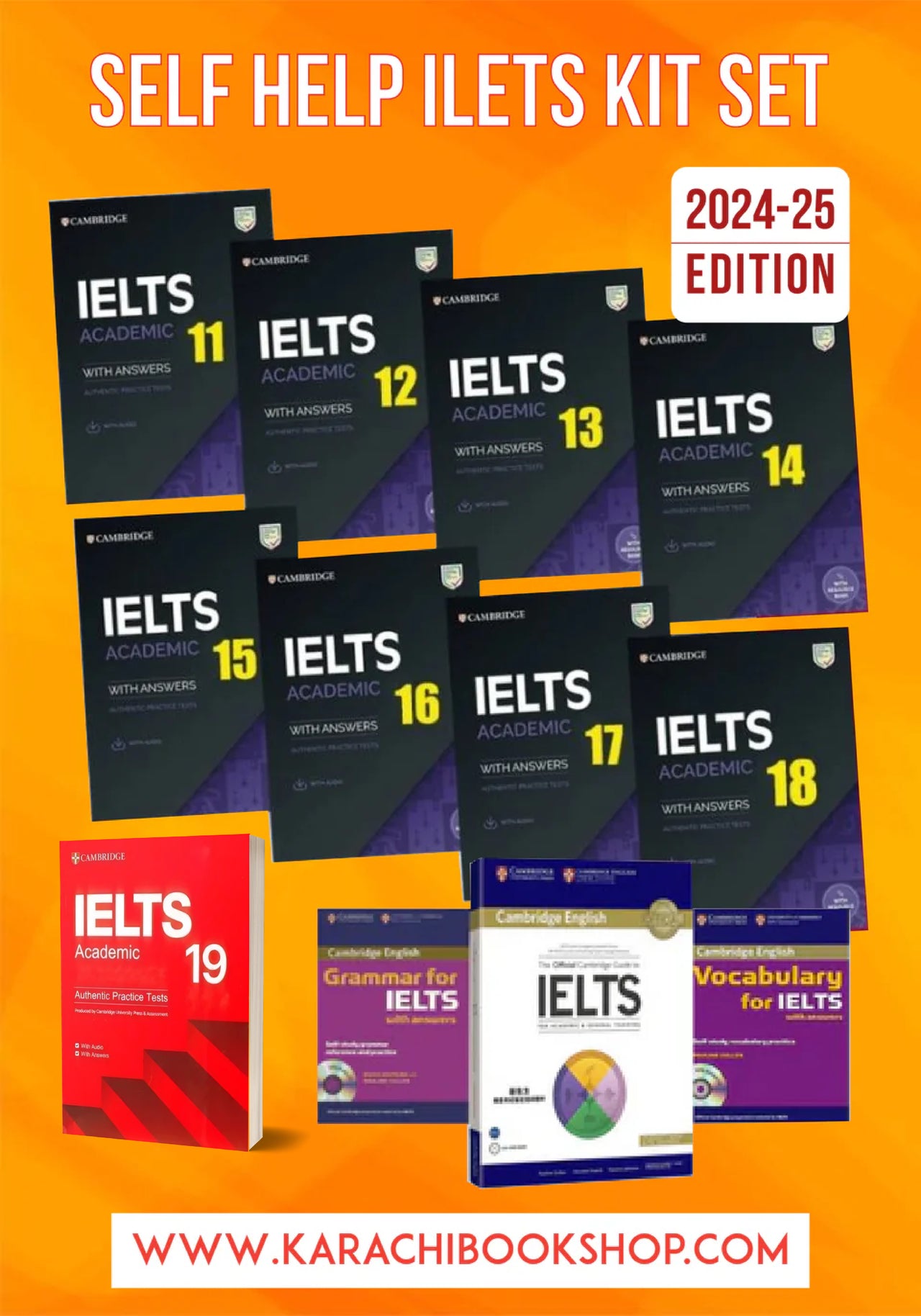 IELTS Books 11-19 + Helping Kit Set (Pack of 04)